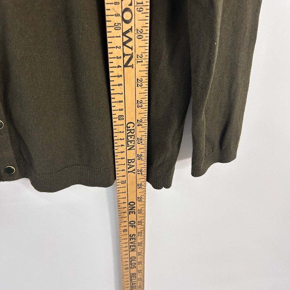 Talbots Olive Cashmere Blend Cardigan 2X Minimalist Capsule Wardrobe Sweater - Picture 6 of 9
